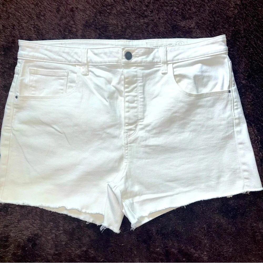 Treasure & Bond Foster Boyfriend High-Rise White Denim Women's Shorts Size W33